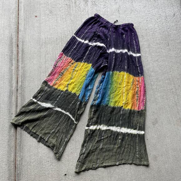 y2k wide leg tie dye fairy pants loose fit vintage 2000's whimsigoth hippie boho - Picture 2 of 5